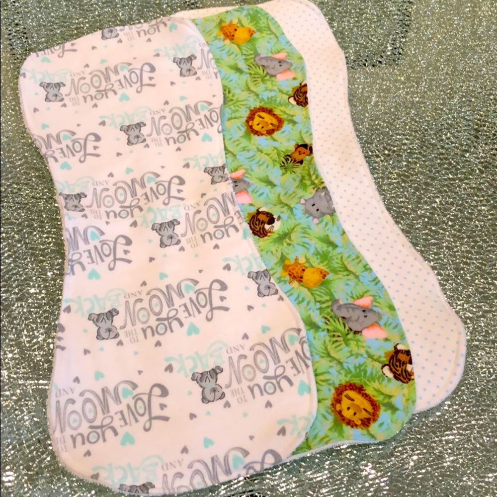 Set of 3 baby boy/gender neutral burp cloths